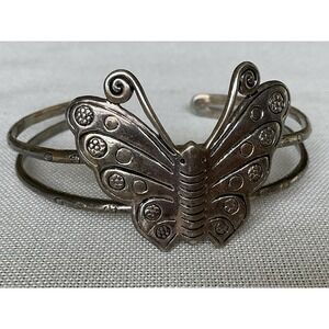 925 BBJ Sterling Silver Figural Butterfly Cuff Bangle Bracelet